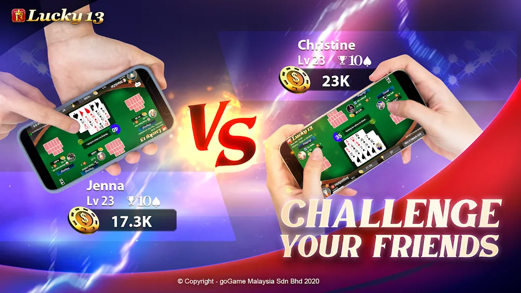 Lucky 13: 13 Poker Puzzle [MOD: безлимитные монеты и подсказки] Screenshot 1