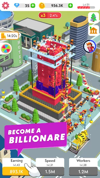 Idle Construction 3D [MOD: безлимитные деньги и ресурсы] Screenshot 1