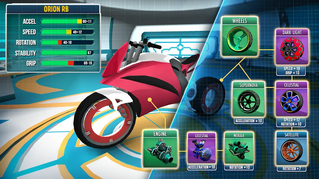 Gravity Rider: Space Bike Race [MOD: безлимитные деньги и топливо] Screenshot 3