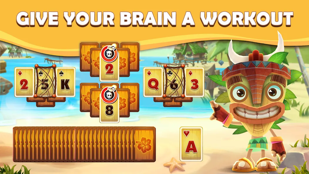 Tiki Solitaire TriPeaks [MOD: безлимитные монеты и жизни] Screenshot 1