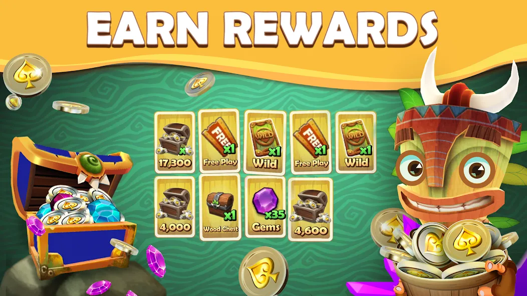 Tiki Solitaire TriPeaks [MOD: безлимитные монеты и жизни] Screenshot 3