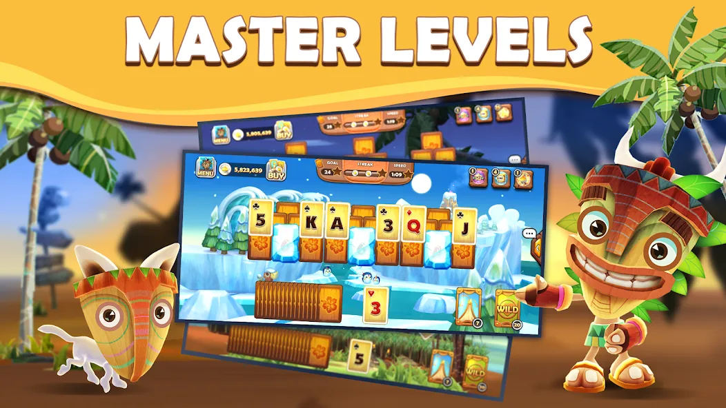Tiki Solitaire TriPeaks [MOD: безлимитные монеты и жизни] Screenshot 5
