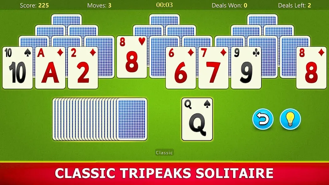 TriPeaks Solitaire Mobile [MOD: безлимитные подсказки и отмены хода] Screenshot 1