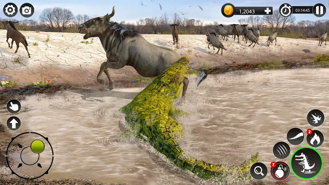 Hungry Animal Crocodile Games [MOD: без рекламы и бесконечная энергия] Screenshot 1
