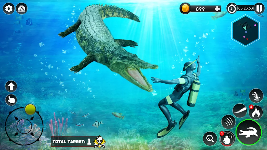 Hungry Animal Crocodile Games [MOD: без рекламы и бесконечная энергия] Screenshot 4