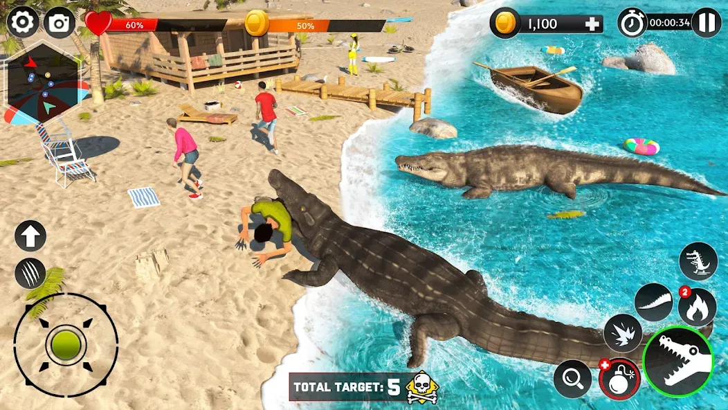 Hungry Animal Crocodile Games [MOD: без рекламы и бесконечная энергия] Screenshot 5