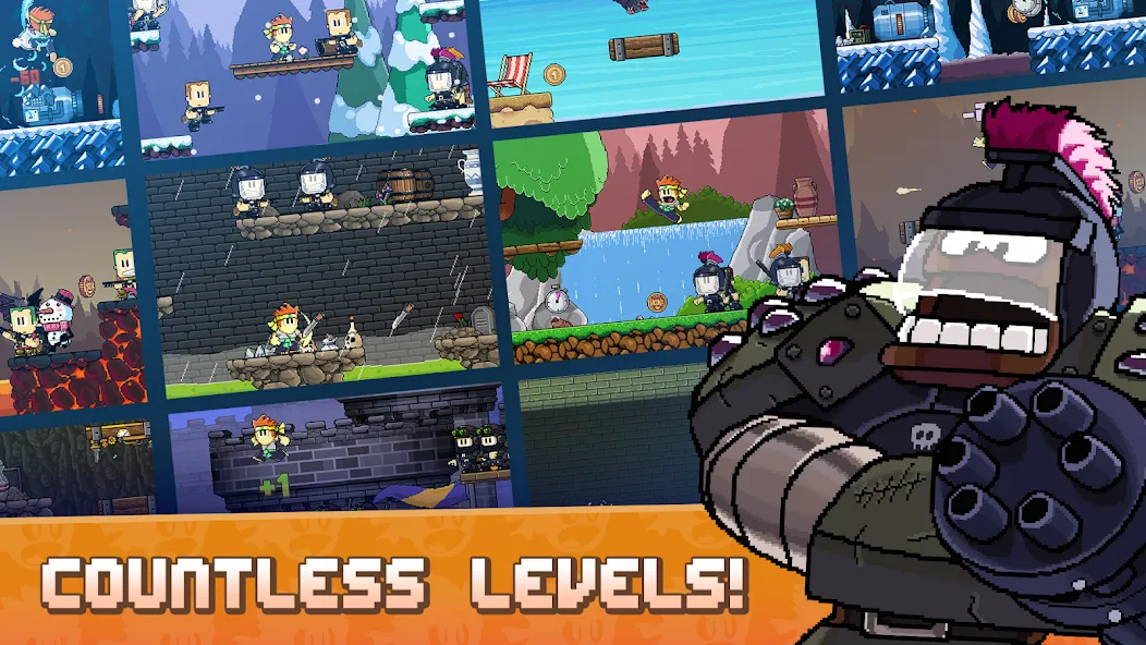 Dan the Man: Action Platformer [MOD: безлимитные монеты и усиленное оружие] Screenshot 2