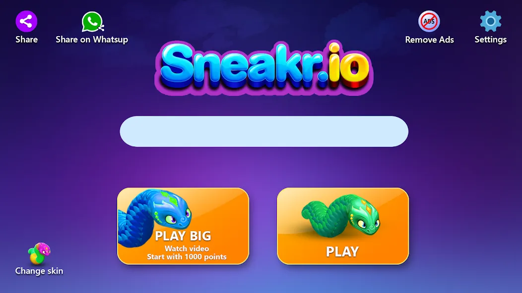 Sneak.io - Snake Game [MOD: бесконечные очки и усиления] Screenshot 5