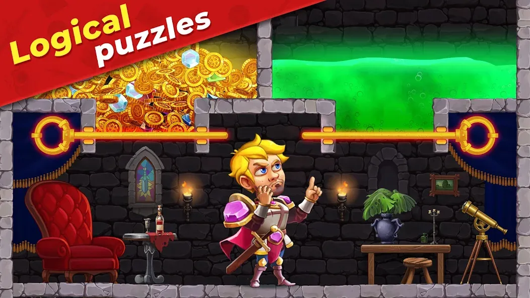 Mr. Knight: Pin Puzzles [MOD: безлимитные подсказки и монеты] Screenshot 3