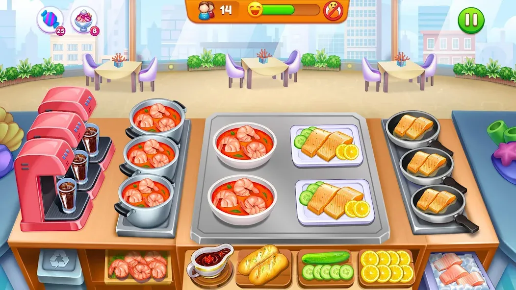 Cooking Restaurant Food Games [MOD: много денег и открыты уровни] Screenshot 1