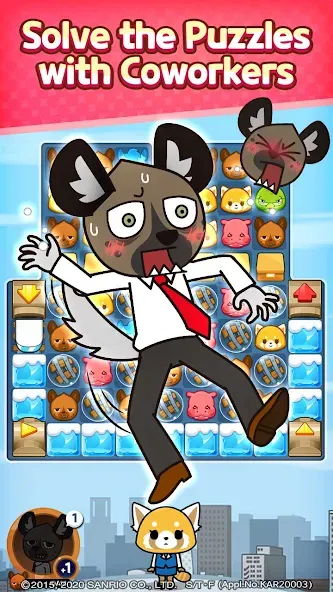 Aggretsuko : Match 3 Puzzle [MOD: безлимитные монеты и жизни] Screenshot 2