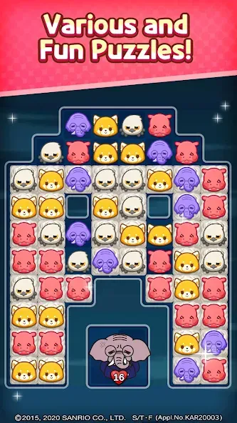 Aggretsuko : Match 3 Puzzle [MOD: безлимитные монеты и жизни] Screenshot 4