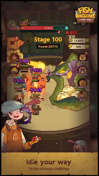 Fish Kingdoms: Idle Arena [MOD: безлимитные ресурсы и быстрый прогресс] Screenshot 4