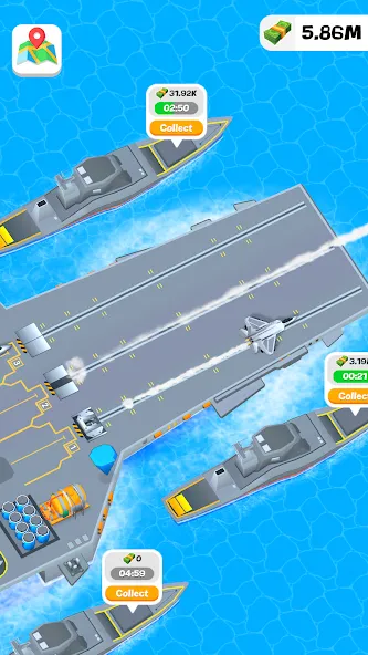 Idle Aircraft Carrier [MOD: безлимитные деньги и топливо] Screenshot 3