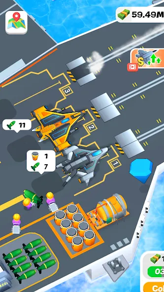 Idle Aircraft Carrier [MOD: безлимитные деньги и топливо] Screenshot 4