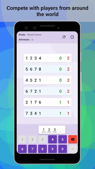 Mastermind Puzzle [MOD: подсказки и безлимитные попытки] Screenshot 3