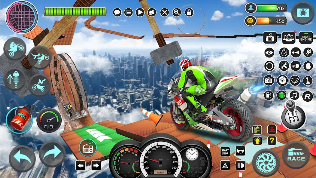 Mega Ramp Bike Stunts Games 3D [MOD: безлимитные деньги и все байки открыты] Screenshot 2