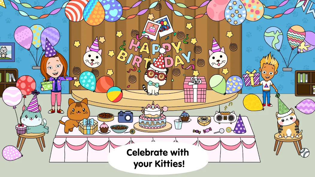 My Cat Town - Tizi Pet Games [MOD: безлимитные монеты и все питомцы открыты] Screenshot 4