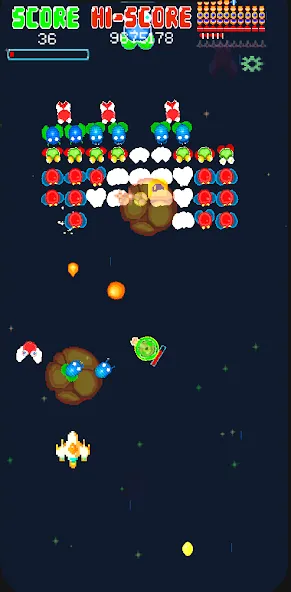 Galaxiga Retro Arcade Action [MOD: безлимитные деньги и усиленное оружие] Screenshot 2