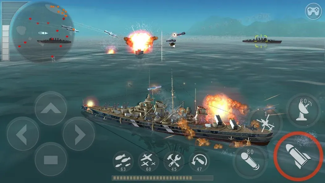 WARSHIP BATTLE:3D World War II [MOD: безлимитные деньги и боеприпасы] Screenshot 1