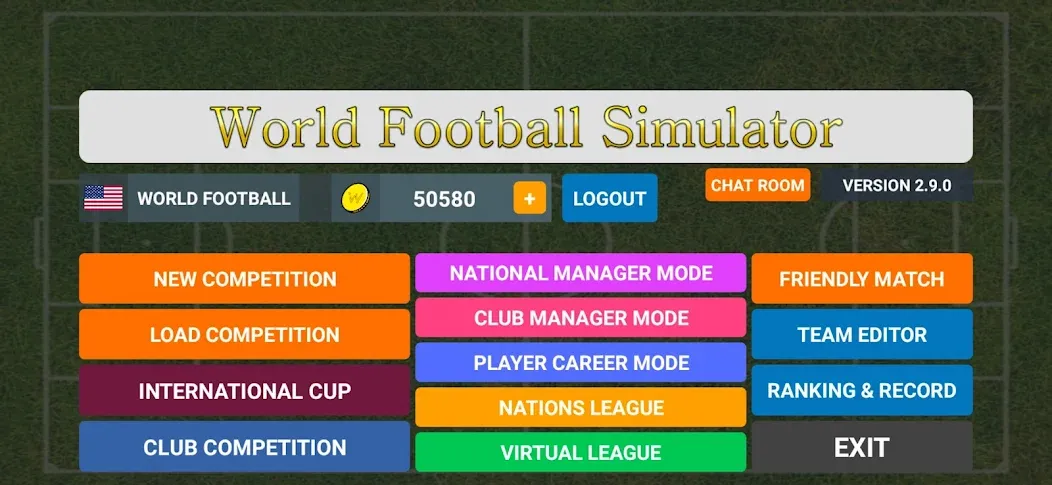 World Football Simulator [MOD: безлимитные деньги и все команды] Screenshot 1