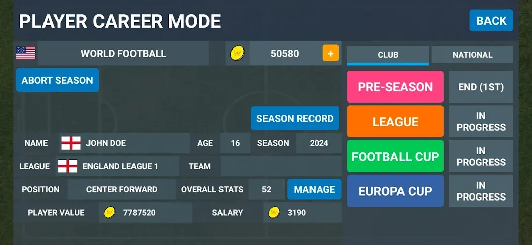 World Football Simulator [MOD: безлимитные деньги и все команды] Screenshot 5