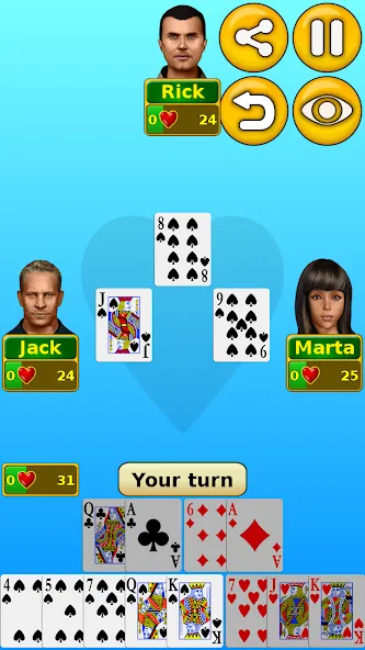 Hearts [MOD: неограниченные жизни и подсказки] Screenshot 1