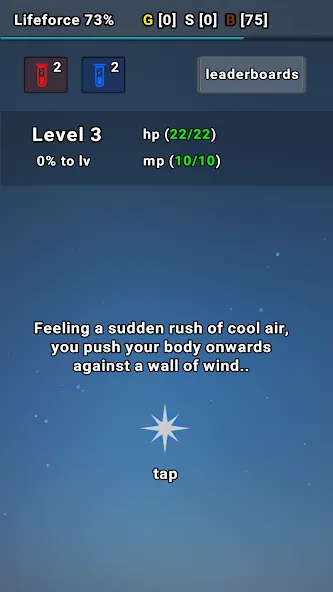 Exp Minima: Relaxing Text RPG [MOD: расширенный опыт и быстрый прогресс] Screenshot 1