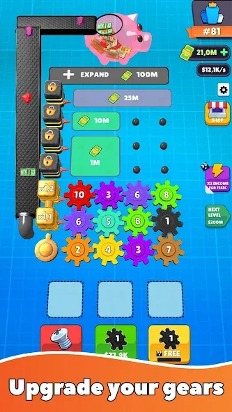 Gear Clicker [MOD: безлимитные монеты и ускоренная прокачка] Screenshot 1