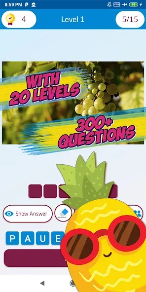 Guess the fruit name game [MOD: безлимитные подсказки и открыты все фрукты] Screenshot 3