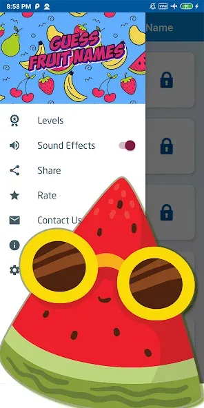 Guess the fruit name game [MOD: безлимитные подсказки и открыты все фрукты] Screenshot 5
