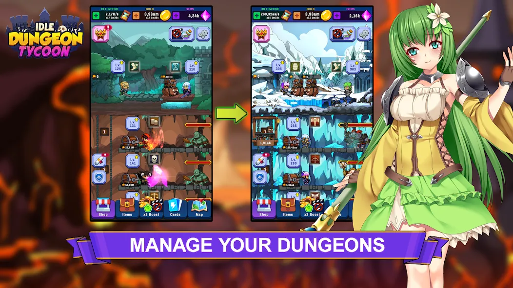Idle Dungeon Tycoon [MOD: много денег и ресурсов] Screenshot 1