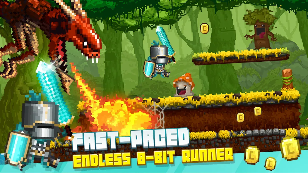 Bit Heroes Runner: Pixel Blitz [MOD: безлимитные монеты и энергия] Screenshot 1