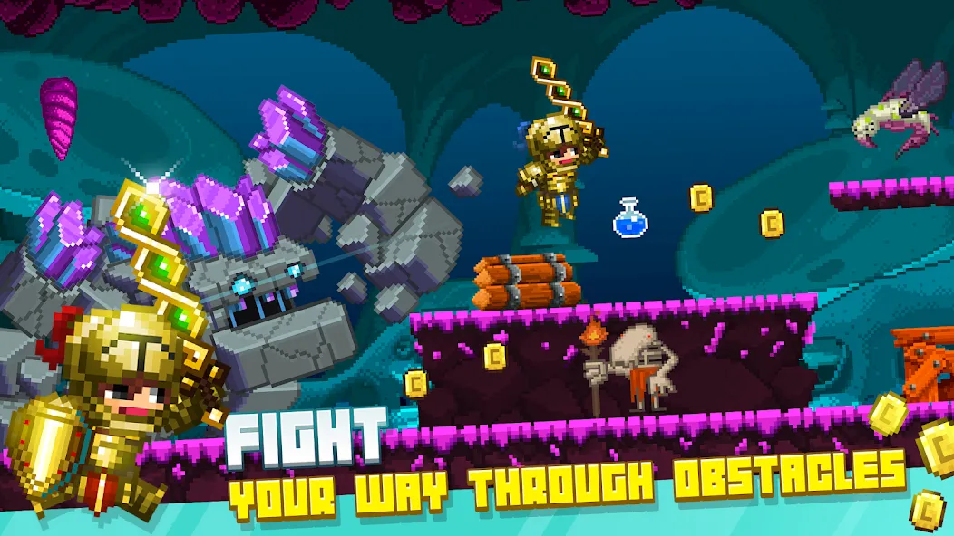 Bit Heroes Runner: Pixel Blitz [MOD: безлимитные монеты и энергия] Screenshot 2