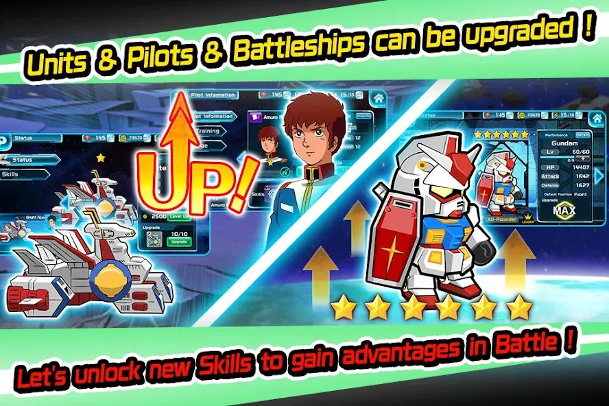 LINE: Gundam Wars [MOD: безлимитные ресурсы и мощные юниты] Screenshot 4