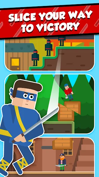 Mr Ninja - Slicey Puzzles [MOD: безлимитные подсказки и открыты все уровни] Screenshot 4