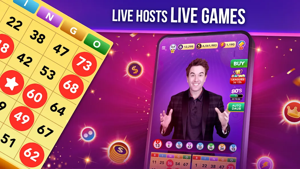 Live Play Bingo: Real Hosts [MOD: безлимитные фишки и бонусы] Screenshot 2