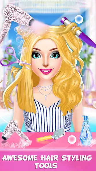 Braided Hair Salon Girls Games [MOD: безлимитные деньги и всё открыто] Screenshot 4