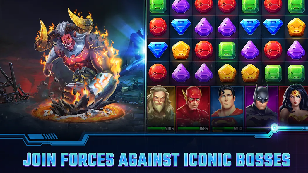 DC Heroes &amp; Villains: Match 3 [MOD: безлимитные деньги и энергия] Screenshot 4
