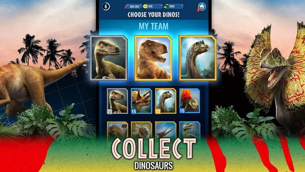 Jurassic World Alive [MOD: безлимитные ресурсы и открыты все динозавры] Screenshot 4