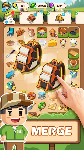 Campsite Craze: Puzzle Merge [MOD: безлимитные ресурсы и быстрый прогресс] Screenshot 2