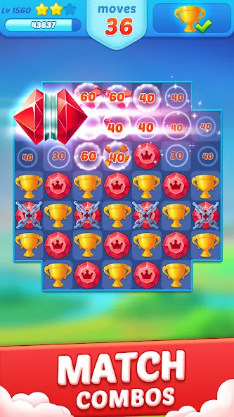 Jewel Crush™ - Match 3 Legend [MOD: безлимитные жизни и бустеры] Screenshot 2