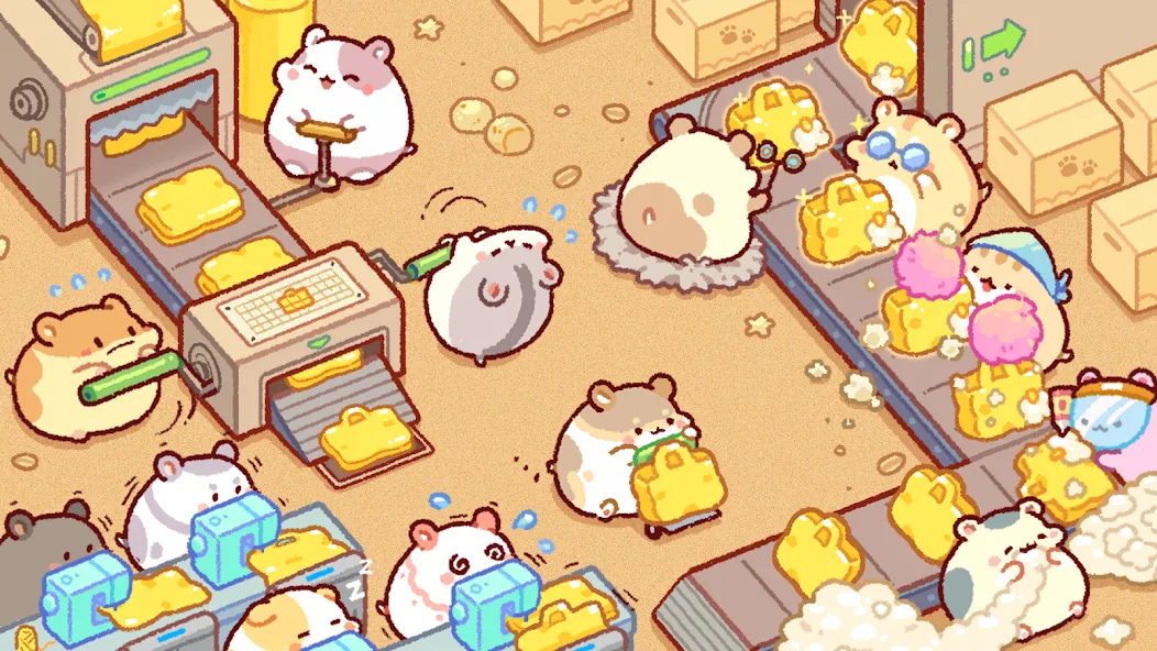 Hamster Bag Factory : Tycoon [MOD: безлимитные деньги и ускоренное производство] Screenshot 1