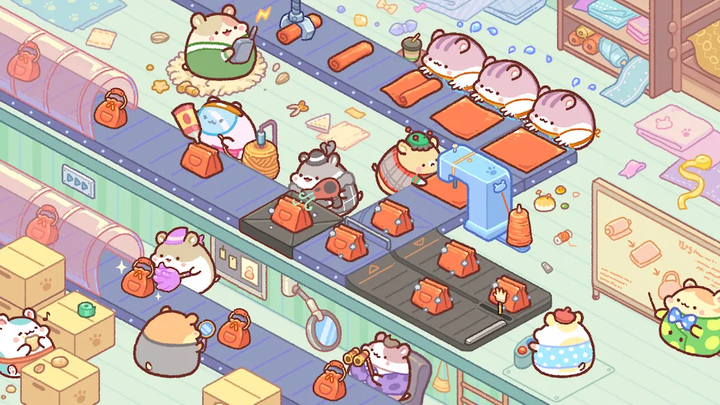 Hamster Bag Factory : Tycoon [MOD: безлимитные деньги и ускоренное производство] Screenshot 2