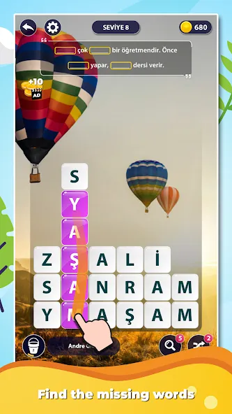 Word Surf: Inspire [MOD: подсказки и безлимитные монеты] Screenshot 1