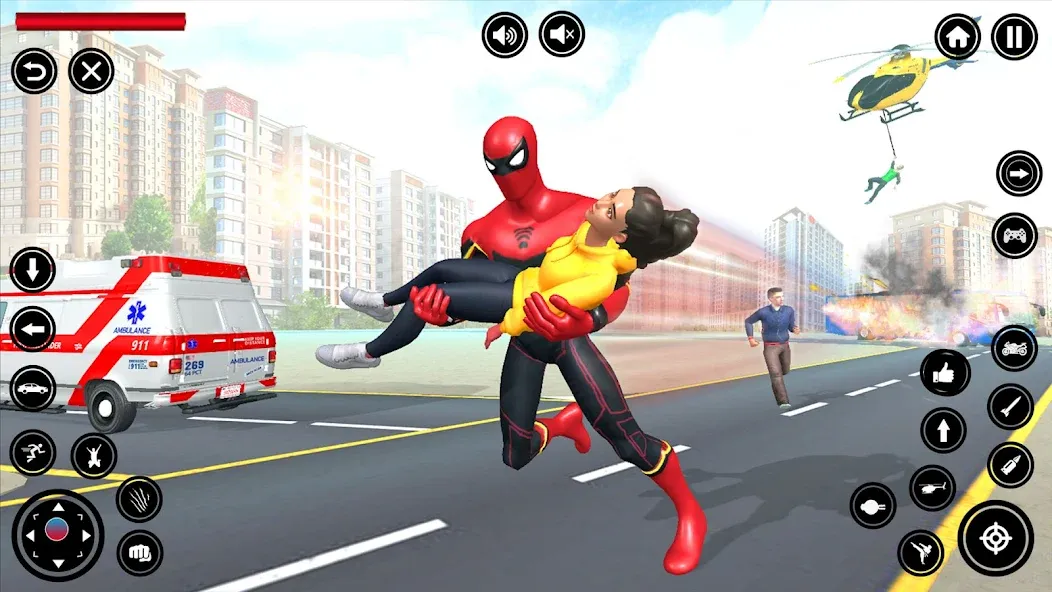 Flying Spider Rope Hero Fight [MOD: безлимитные деньги и суперсила героя] Screenshot 2