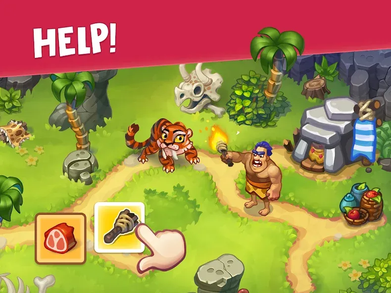 Tribe Dash - Time management [MOD: безлимитные ресурсы и ускорение времени] Screenshot 1