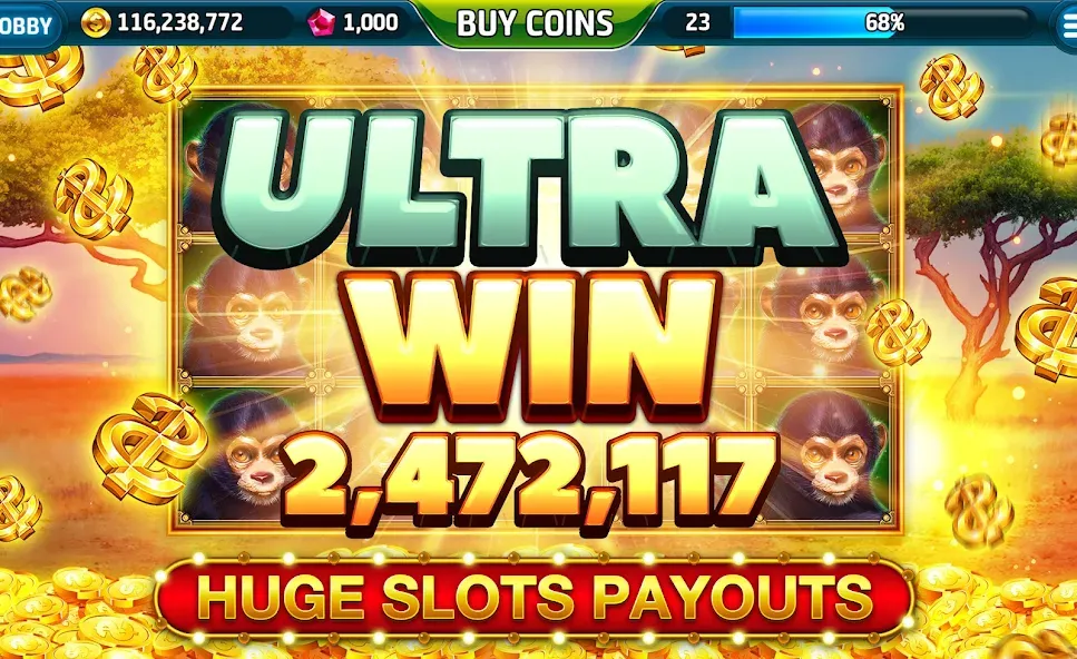 Ape Slots: Vegas Casino Deluxe [MOD: безлимитные монеты и джекпоты] Screenshot 2