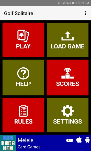 Golf Solitaire [MOD: без рекламы и бесконечные подсказки] Screenshot 1
