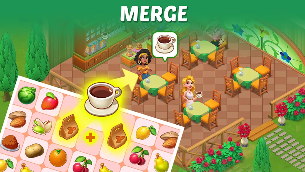 Merge Cooking:Theme Restaurant [MOD: безлимитные монеты и все рецепты] Screenshot 3